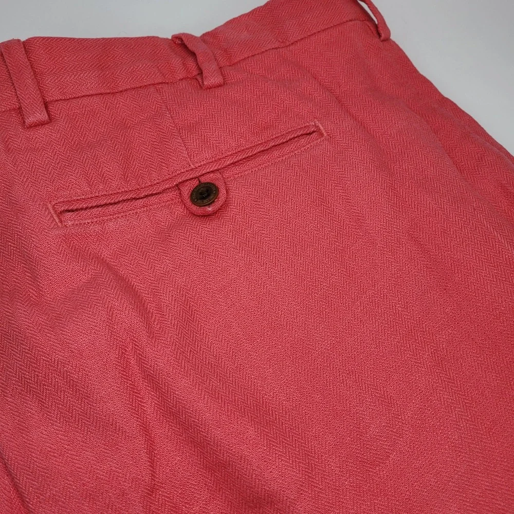 Polo Ralph Lauren Linen Pants Mens 40x32 Coral Pink Good Classic Fit Herringbone
